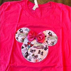 Bella Canvas Hot Pink Graphic Short Sleeve Tee Minnie Mouse. XXL